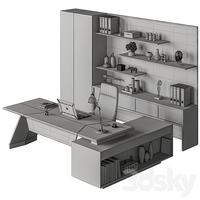 Boss Desk – Office Furniture 513 3DS Max Model - thumbnail 5