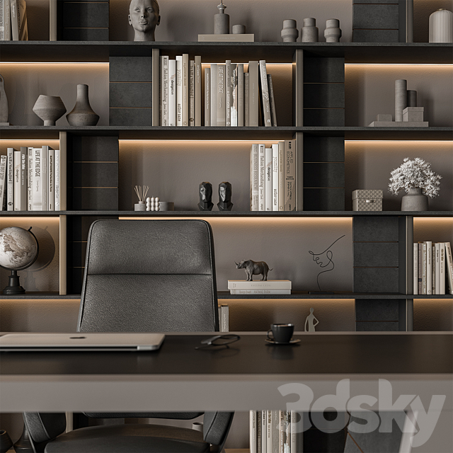 Boss Desk – Office Furniture 516 3DS Max Model - thumbnail 3