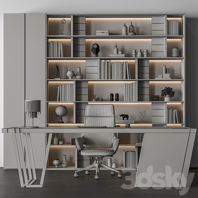 Boss Desk – Office Furniture 516 3DS Max Model - thumbnail 4