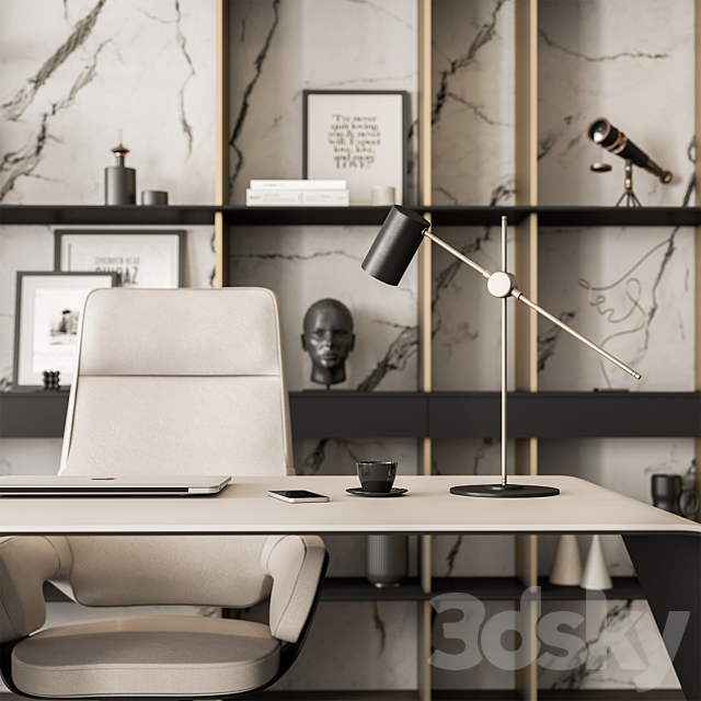 Boss Desk – Office Furniture 523 3DS Max Model - thumbnail 4