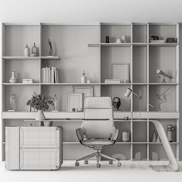 Boss Desk – Office Furniture 523 3DS Max Model - thumbnail 5