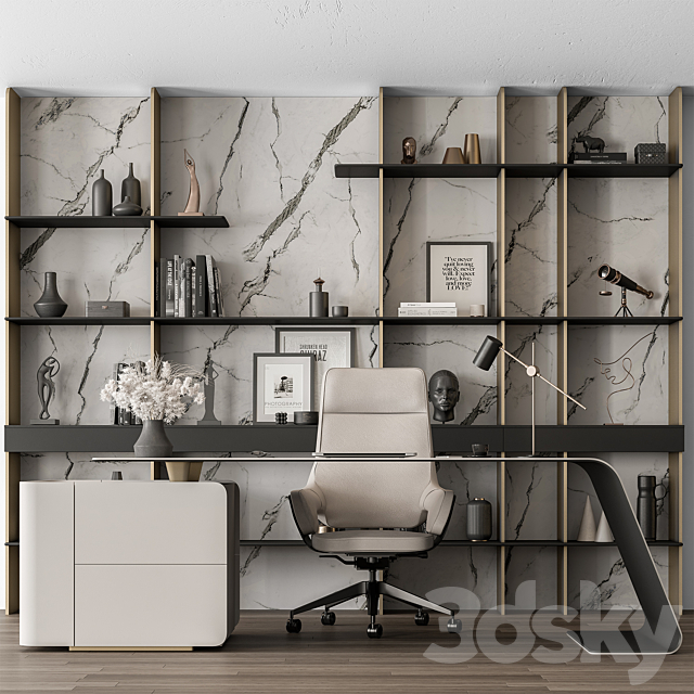 Boss Desk – Office Furniture 523 3dsMax Model - thumbnail 1