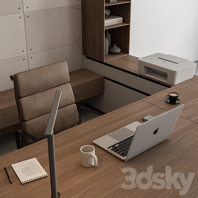 Boss Desk – Office Furniture 525 3ds Max - thumbnail 2