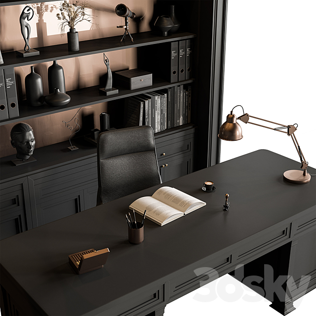 Boss Desk – Office Furniture 591 3DS Max Model - thumbnail 2