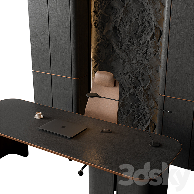 Boss Desk – Office Furniture 593 3DS Max Model - thumbnail 2