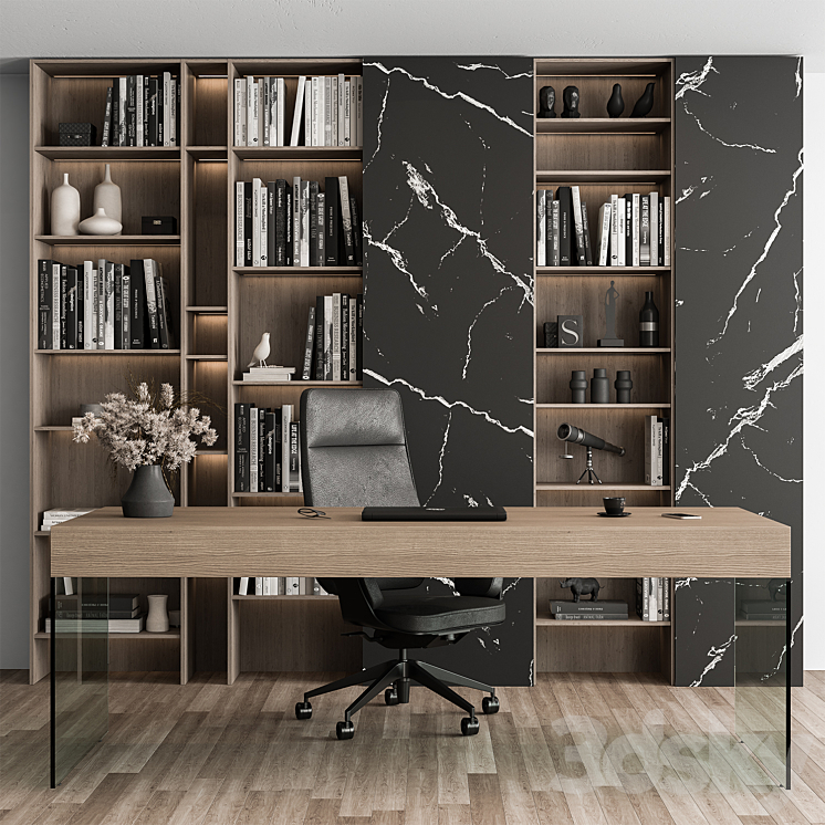 Boss Desk Set – Office Furniture 411 3DS Max Model - thumbnail 3