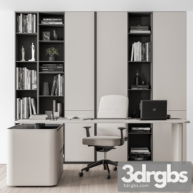 Boss desk with library black and white table – office furniture 285 - thumbnail 1