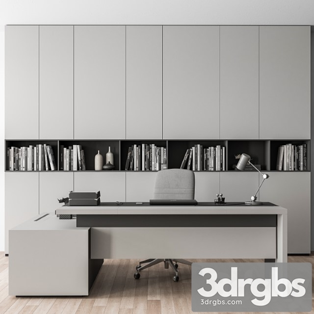 Boss desk with library gray set – office furniture 249 - thumbnail 1