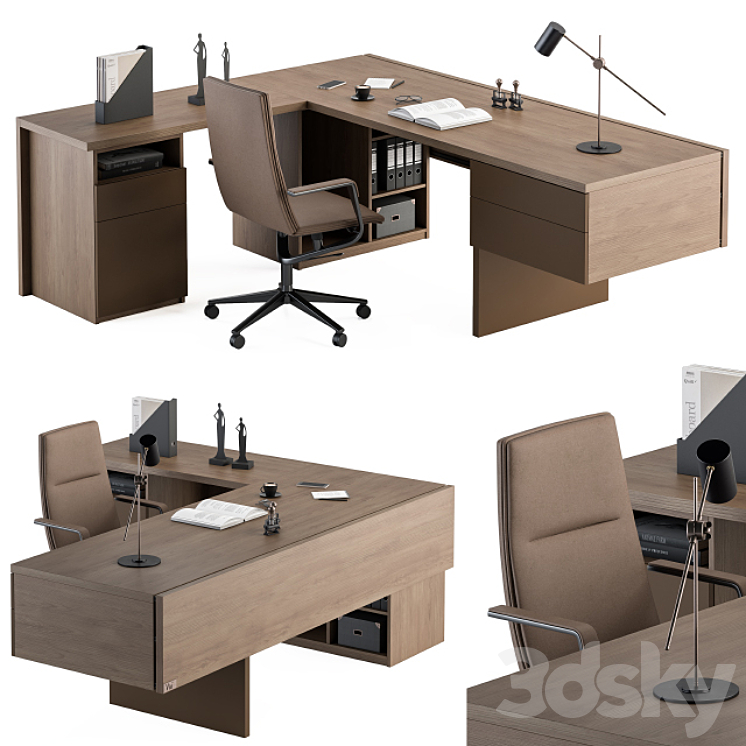 Boss Desk Wood and MDF – Office Furniture 243 3DS Max - thumbnail 1