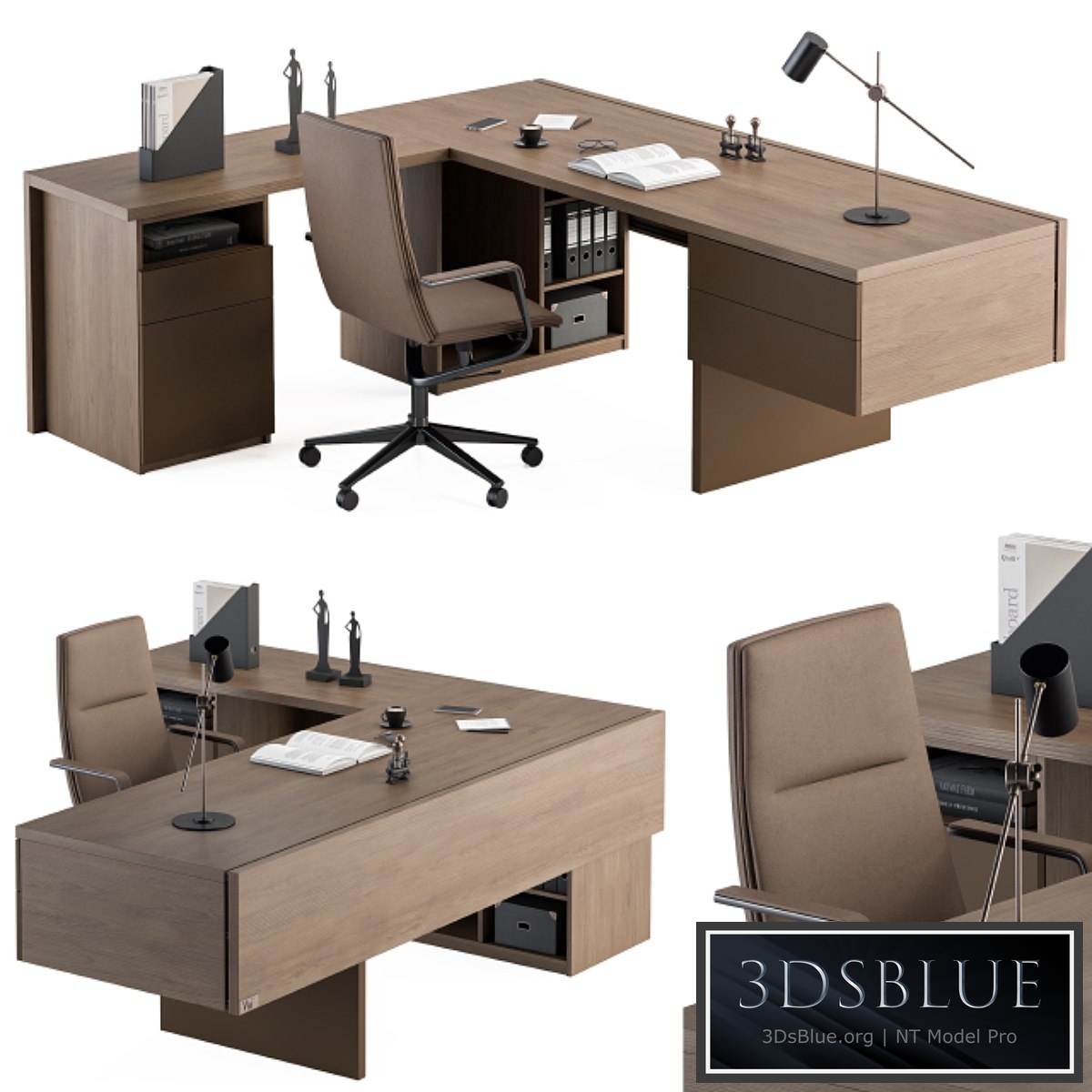 Boss Desk Wood and MDF – Office Furniture 243 3DS Max - thumbnail 3