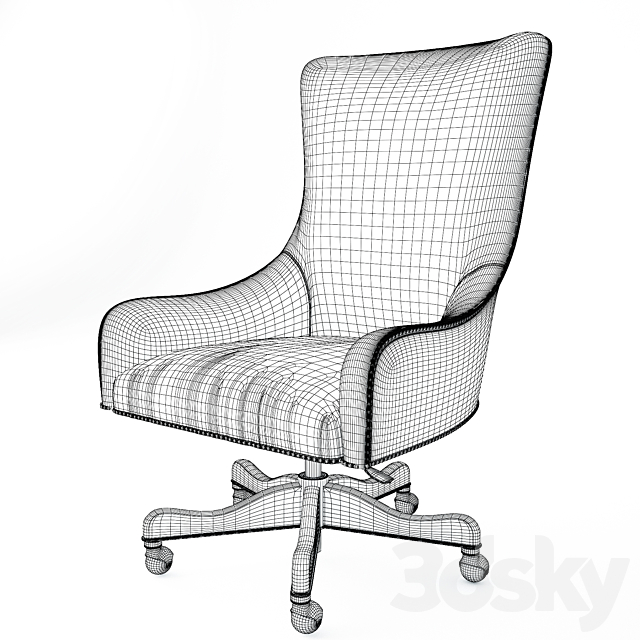 Brindle Dougherty Hairhide Executive Office Chair Working chair 3ds Max - thumbnail 2