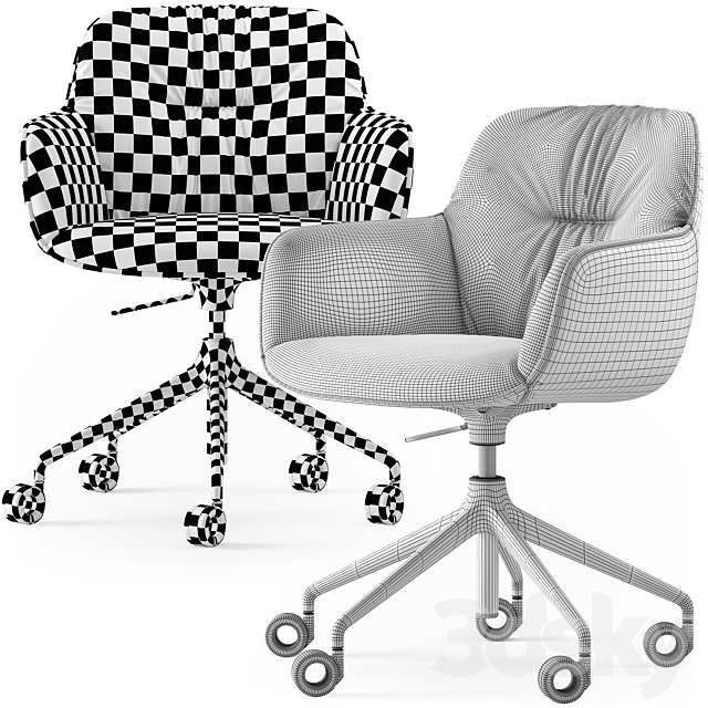 Calligaris Cocoon soft office chair 3DS Max Model - thumbnail 7