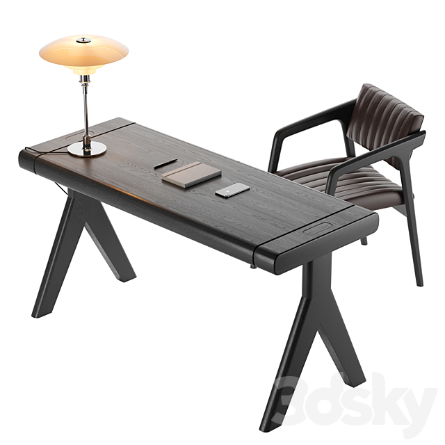 Capitol Desk & Short Slice Chair by escapefromsofa 3DSMax File - thumbnail 1