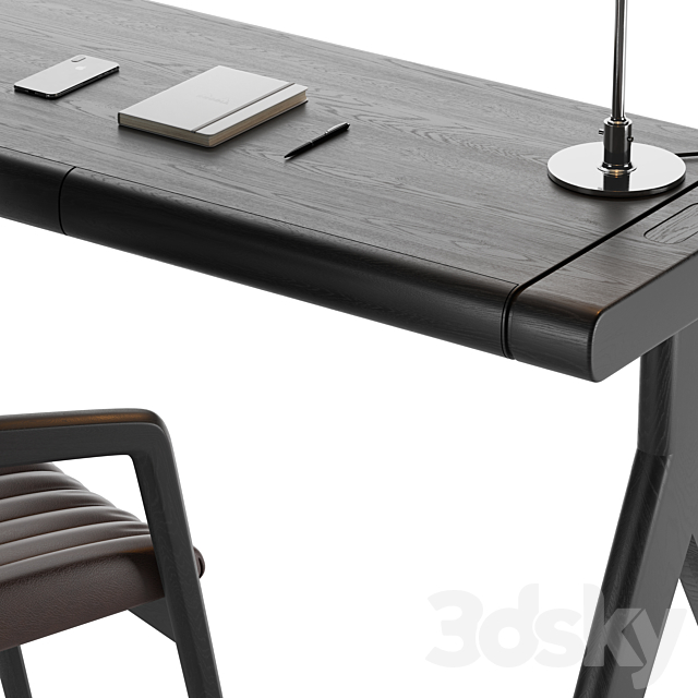 Capitol Desk & Short Slice Chair by escapefromsofa 3DSMax File - thumbnail 3