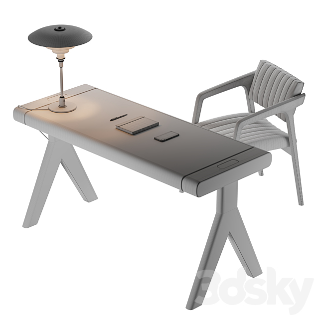 Capitol Desk & Short Slice Chair by escapefromsofa 3DSMax File - thumbnail 4