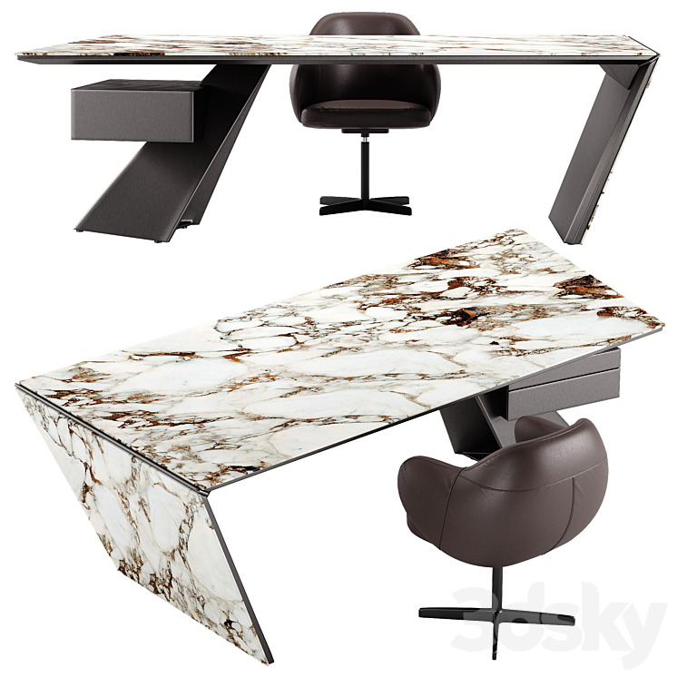 Cattelan Italia Nasdaq Keramik table Bombe x chair set 3DS Max - thumbnail 2