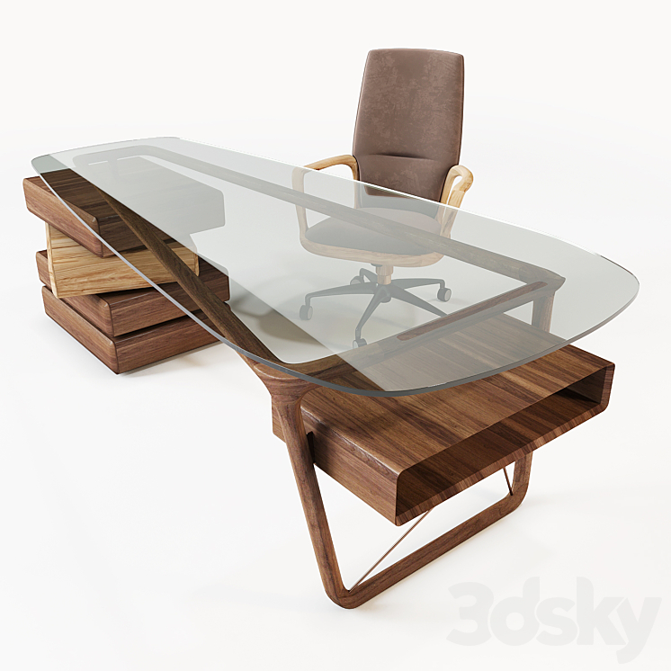 Ceccotti Collezioni: Desk Omaggio and ArmChair Vossia Mid 3DS Max - thumbnail 1