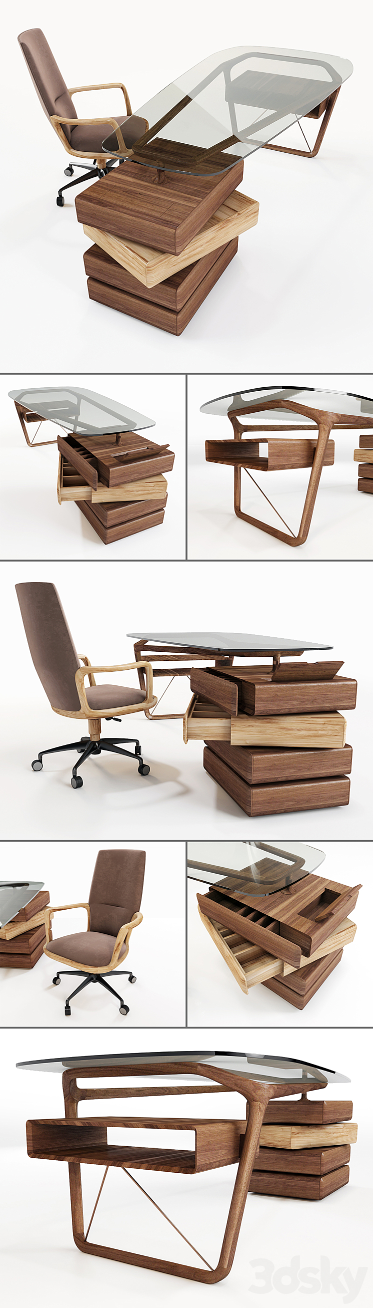 Ceccotti Collezioni: Desk Omaggio and ArmChair Vossia Mid 3DS Max - thumbnail 2