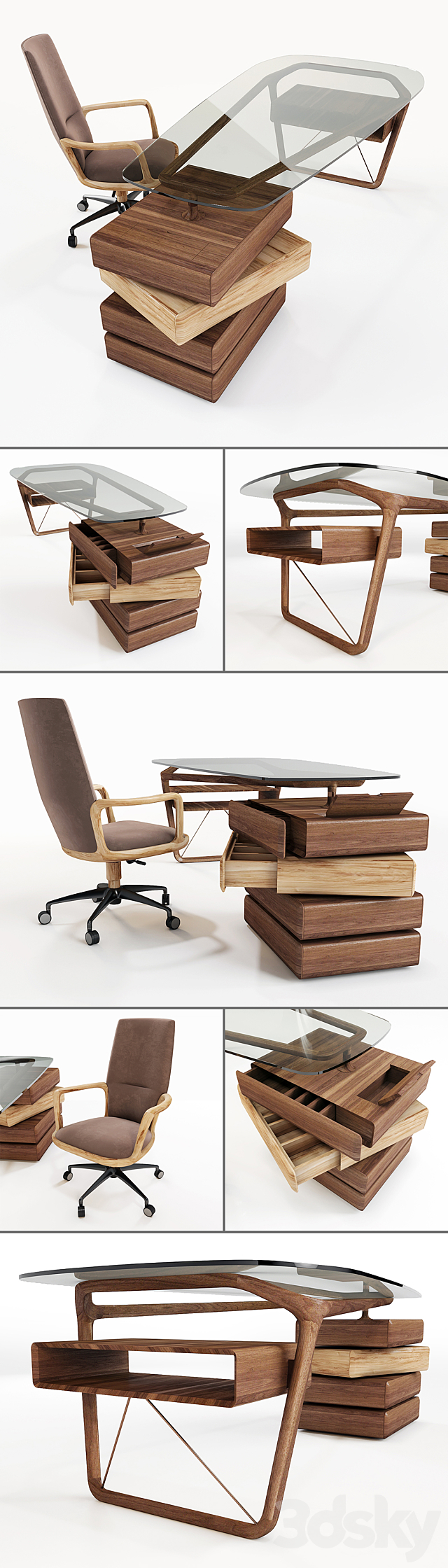 Ceccotti Collezioni: Desk Omaggio and ArmChair Vossia Mid 3DSMax File - thumbnail 2