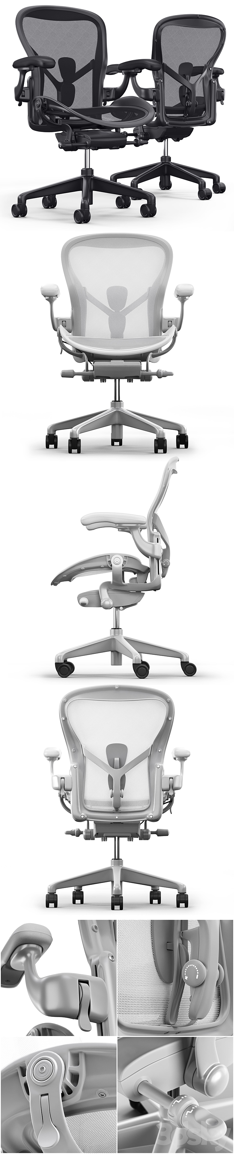 Chair Herman Miller Aeron 3DS Max - thumbnail 2