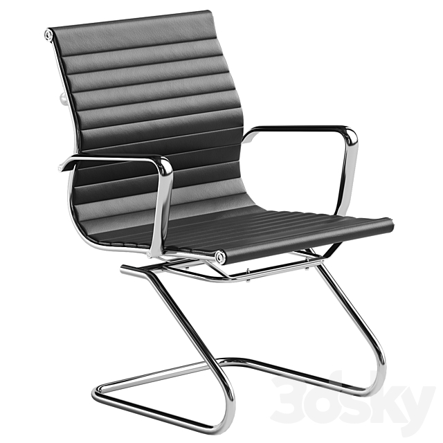 Charlie Visitor Office Chair Black PU 3ds Max - thumbnail 1