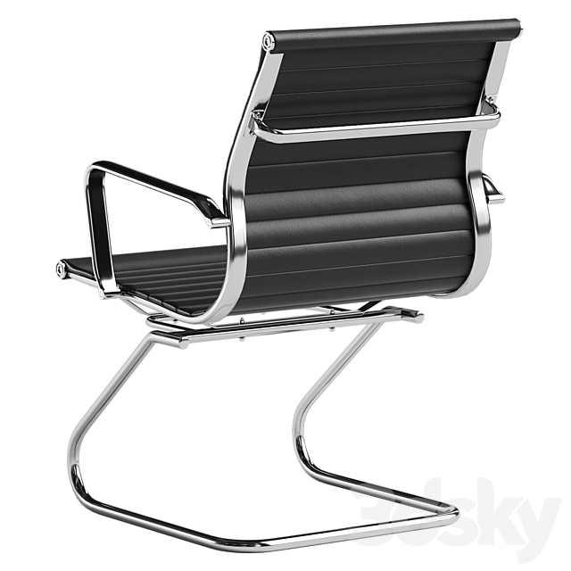 Charlie Visitor Office Chair Black PU 3ds Max - thumbnail 2