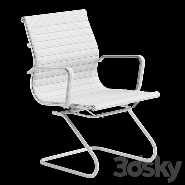 Charlie Visitor Office Chair Black PU 3ds Max - thumbnail 3