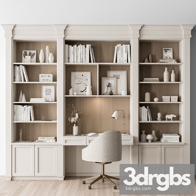 Classic Home Desk And Library Set Office Furniture 288 3dsmax Download - thumbnail 1