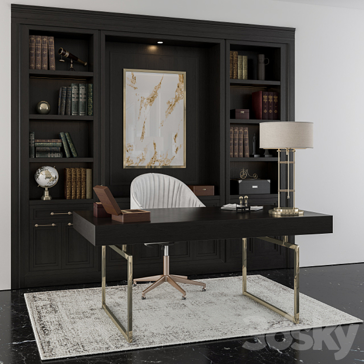 classic office furniture boss room 3DS Max - thumbnail 1