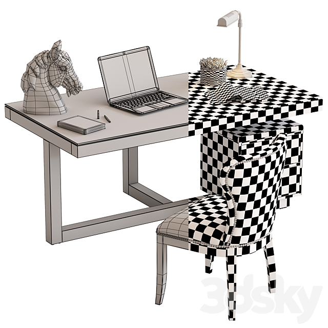 Coco Republic Toledo Desk and Richmond Chair 3DS Max Model - thumbnail 5