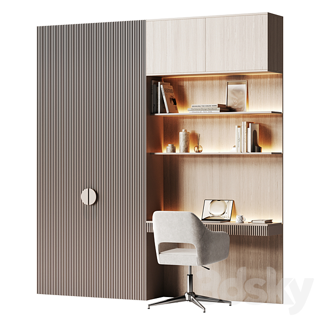 Compact workplace area with embossed panels 3ds Max - thumbnail 2