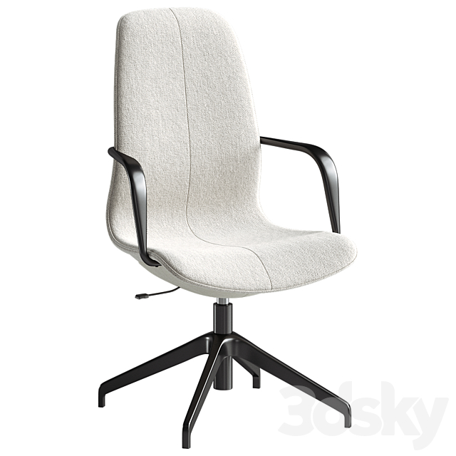 Conference chair with armrests Gunnared dark gray black 3DS Max Model - thumbnail 2