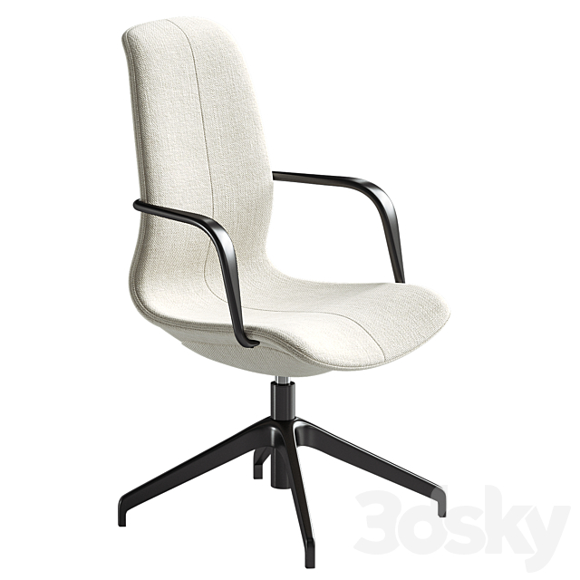 Conference chair with armrests Gunnared dark gray black 3DS Max Model - thumbnail 3