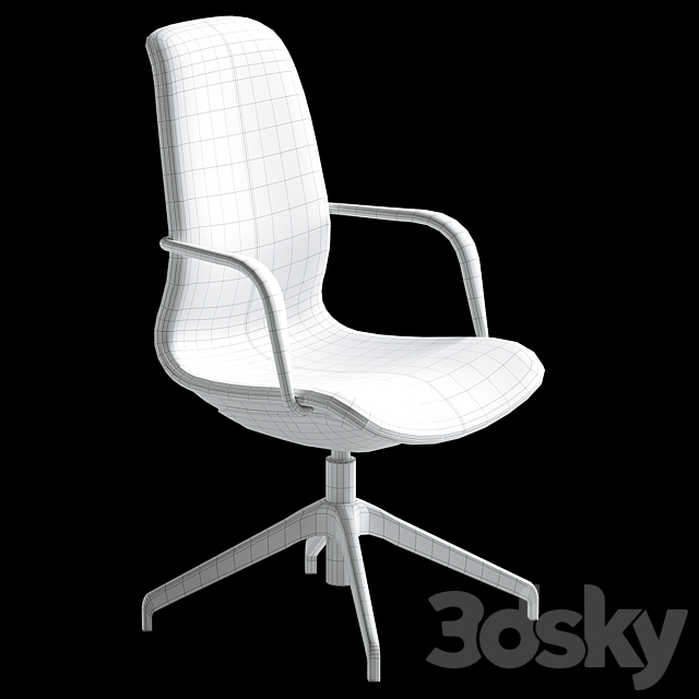 Conference chair with armrests Gunnared dark gray black 3DS Max Model - thumbnail 4