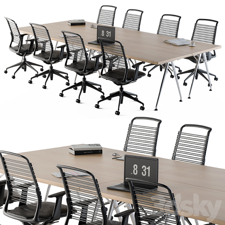 Conference Table Set For Office 3DS Max - thumbnail 2