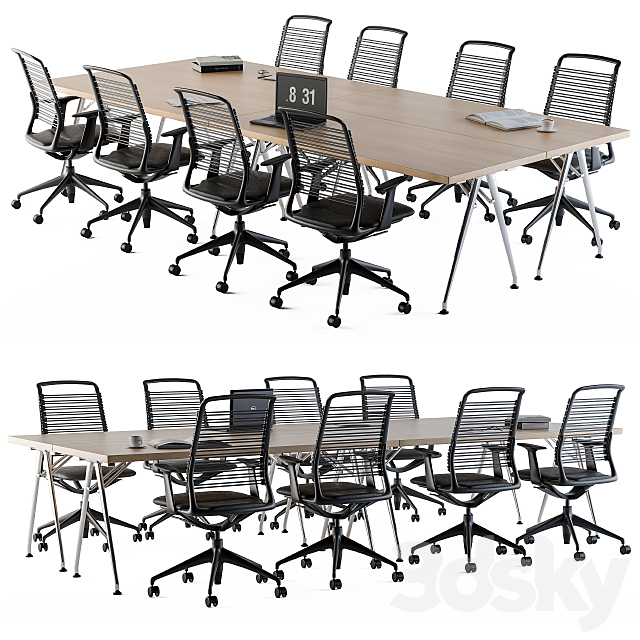 Conference Table Set For Office 3DSMax File - thumbnail 1