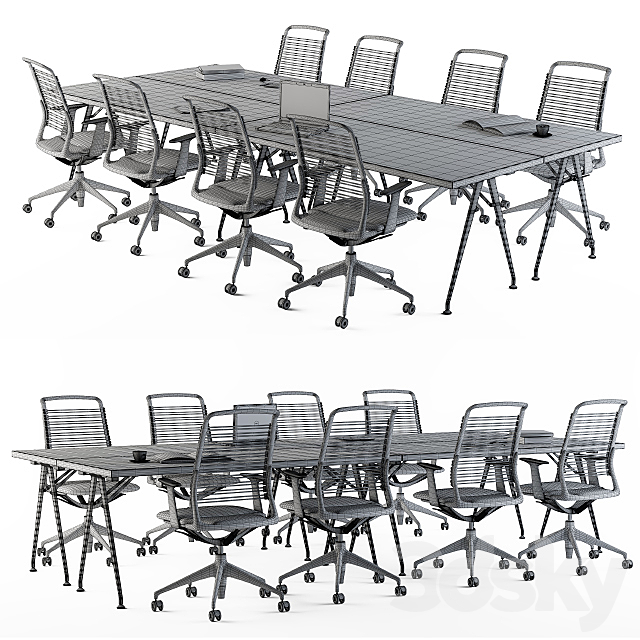 Conference Table Set For Office 3DSMax File - thumbnail 3