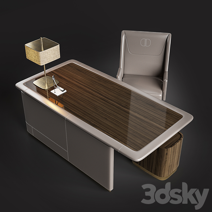 DAYTONA Armchair Bill Poltorna Desk Monica Scrivania 3DS Max Model - thumbnail 3