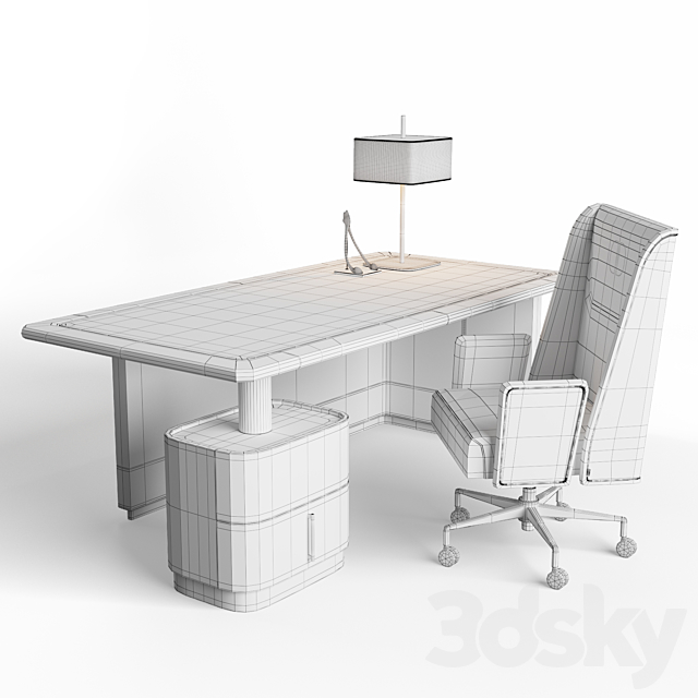 DAYTONA Armchair Bill Poltorna Desk Monica Scrivania 3DS Max Model - thumbnail 3