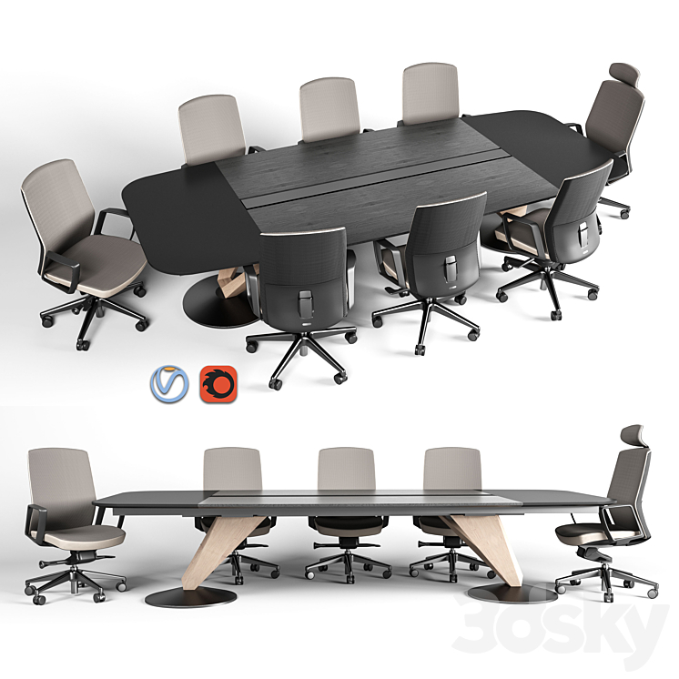 Delta meeting table and chair 3DS Max - thumbnail 1