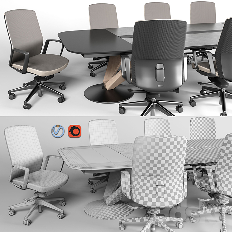 Delta meeting table and chair 3DS Max - thumbnail 2