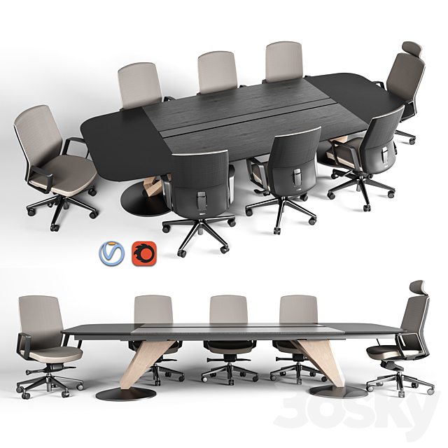 Delta meeting table and chair 3DSMax File - thumbnail 1