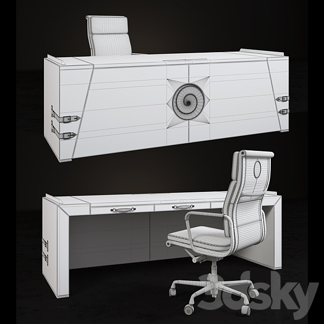 Desk and chair ART EDGE 3DS Max Model - thumbnail 3