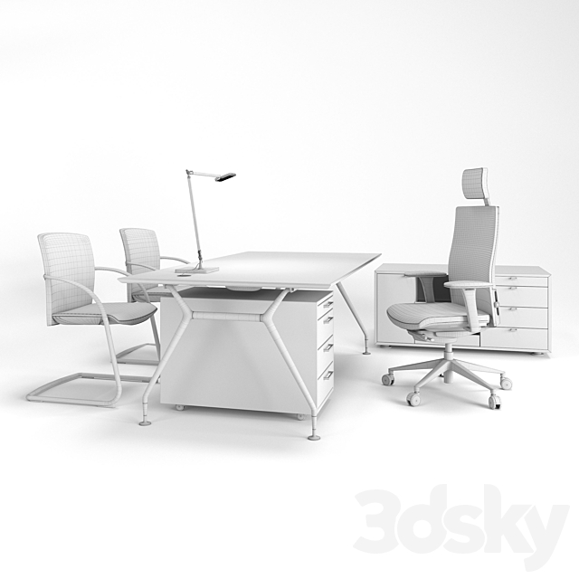 Desk Summa M (Koenig + Neurath. Germany). chair Okay II (Koenig + Neurath. Germany). table lamp JACKIE-PANZERI 3DSMax File - thumbnail 3