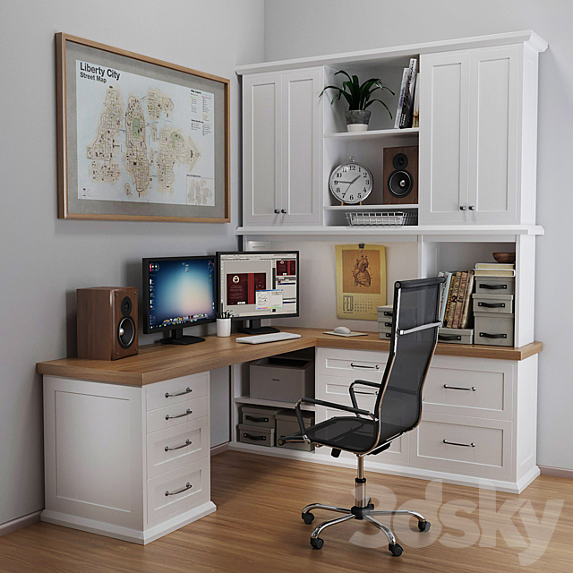 Desktop in white 3DSMax File - thumbnail 1