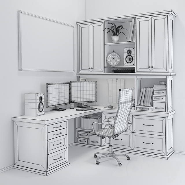 Desktop in white 3DSMax File - thumbnail 3