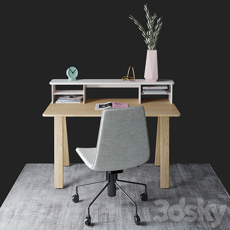 “Desktop “”Kaira Desk”” by “”West Elm””” 3DS Max - thumbnail 1