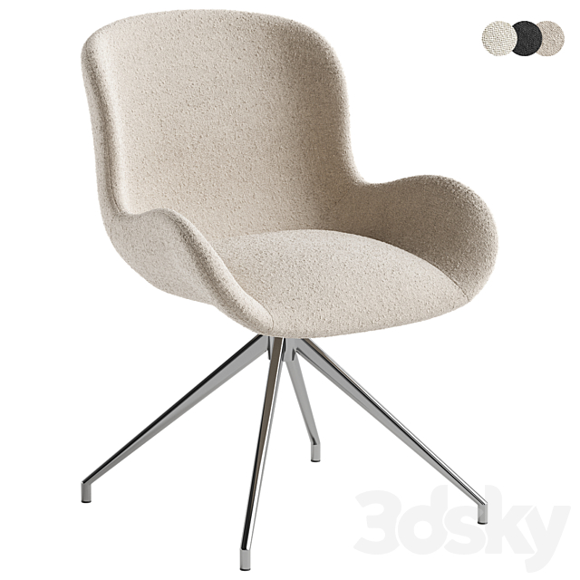 Dining chair made of boucle fabric Asyar 3ds Max - thumbnail 1