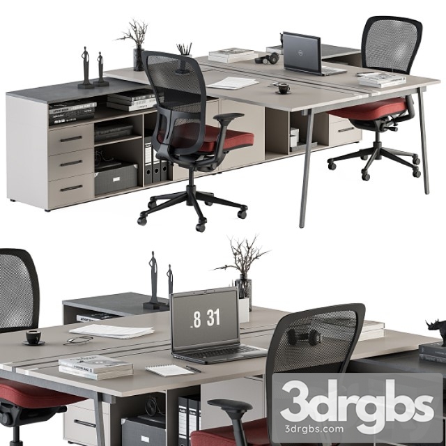 Employee Set Office Furniture 244 3dsmax Download - thumbnail 1