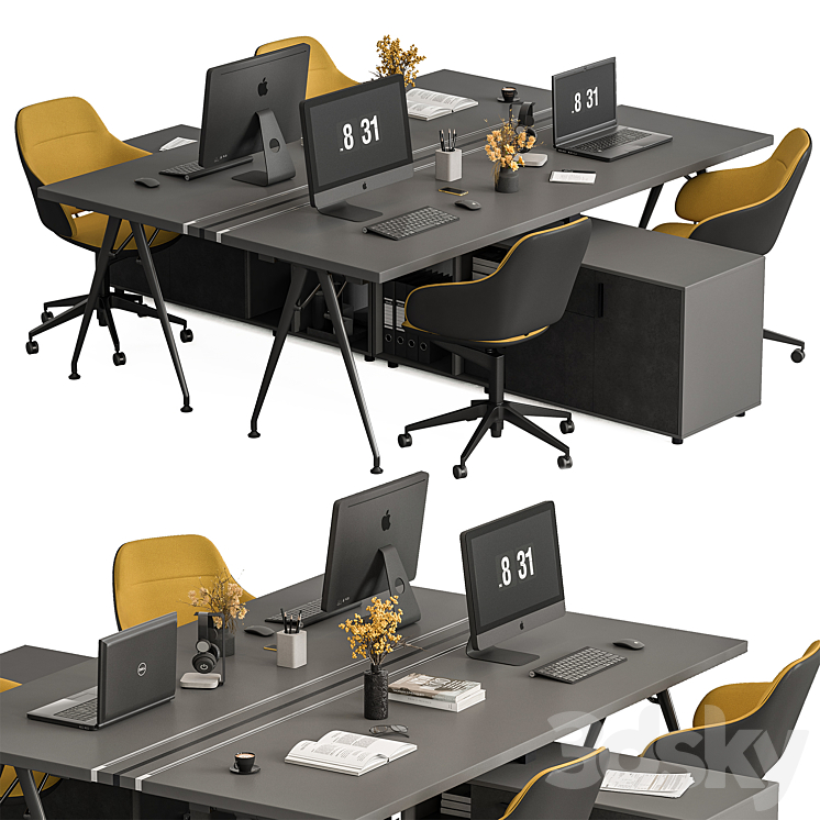 Employee Set – Office Furniture 380 3DS Max Model - thumbnail 3